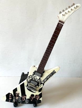 Scorpions: Logo & Band Miniature Wooden 1:4 Scale Guitar With Stand (New/Box)