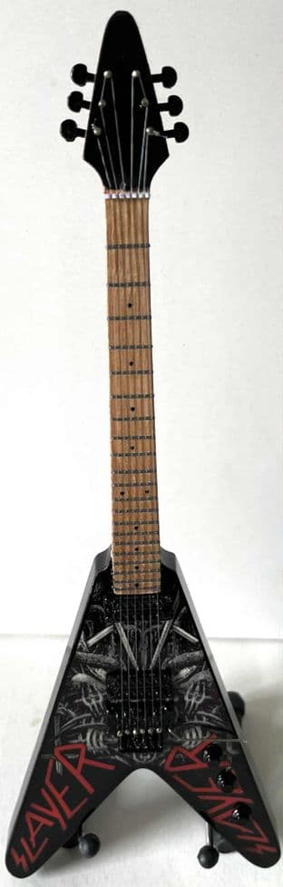 Slayer Logo (Flying V) Miniature Wooden 1:4 Scale Guitar With Stand (New/Box)