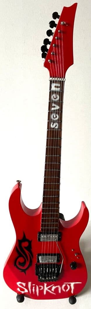 Slipknot - Seven Miniature Wooden 1:4 Scale Guitar With Stand (New/Box)