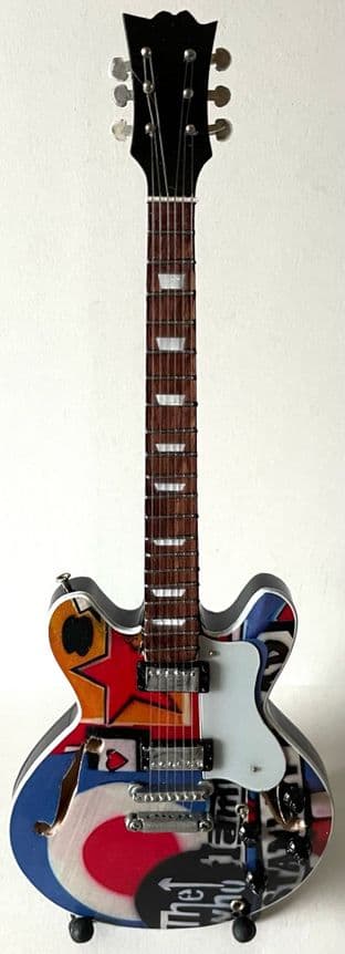 Who (The) Logo/Target Miniature Wooden 1:4 Scale Guitar With Stand (New/Box)