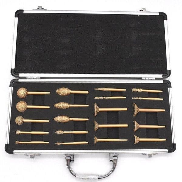 20 Piece Vacuum Brazed Diamond Carving Burr Set 6mm Shank