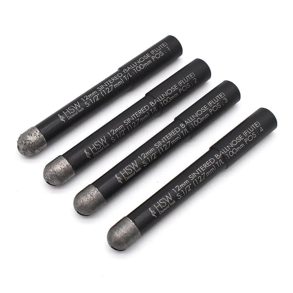Sintered Diamond Fluting Tips (Ballnose) - 12.7mm (1/2")