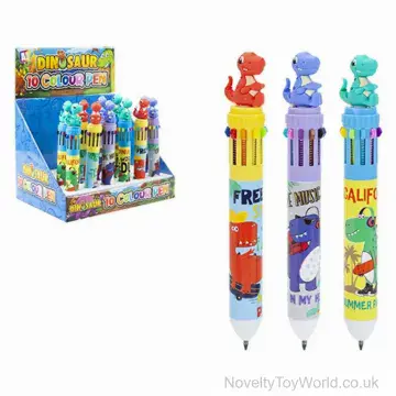10 Colour Dinosaur Pens - 3 Assorted