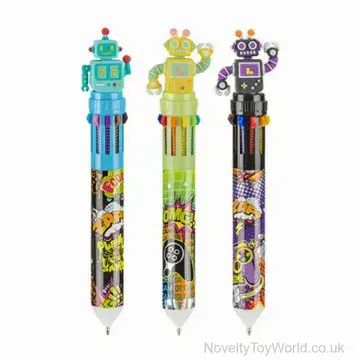 10 Colour Robot Novelty Pen - 3 Assorted Designs