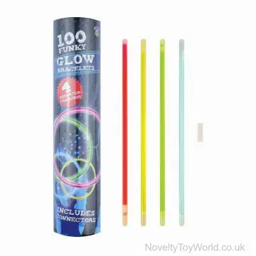 100 Glow Bracelet Sticks Assorted Colours (20cm)