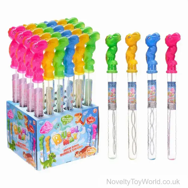 118ml Dinosaur Bubble Sword Wand - 4 Assorted Colours (38cm) | Kids Dino Toys UK