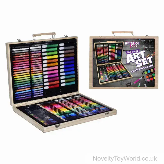 168 Piece Large Complete Art Set in Wooden Case | Good Value Arts & Crafts For Kids