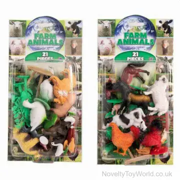 21 Piece Farm Animal Figures & Accessories Set
