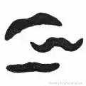 Wholesale | 3 Black Stick on Fancy Dress Party Moustaches