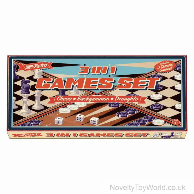 Bulk Buy | 3 in 1 Chess, Backgammon, & Draughts Games Set