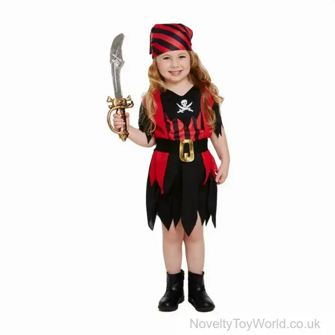 3 Piece Girl Pirate Fancy Dress Costume - Toddler 3 Year | Bulk Buy