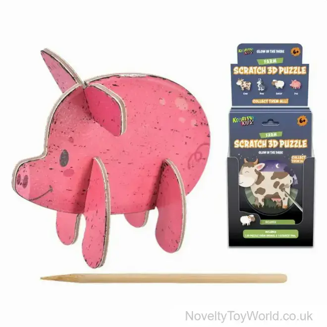 3D Farm Animal Scratch & Reveal Set - Glow in the Dark | Wholesale Toys UK