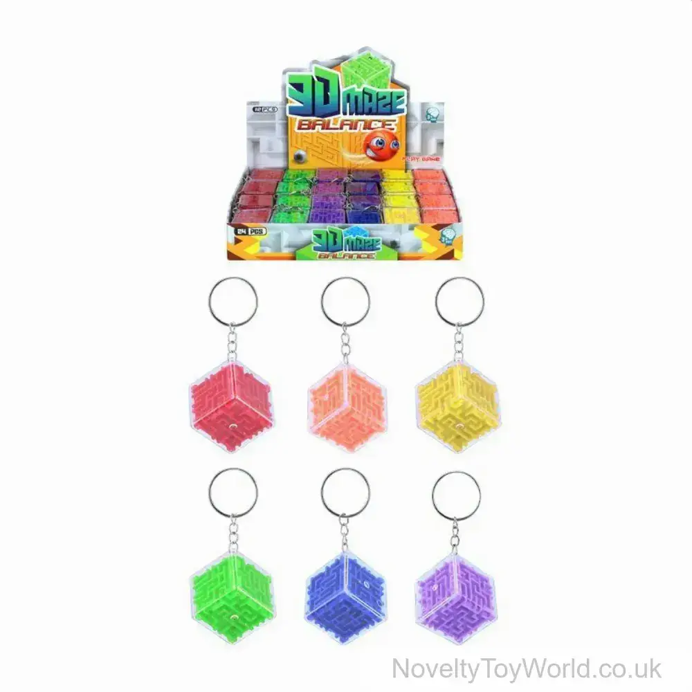 3D Maze Puzzle Cube Keyring (2.8cm) | Wholesale Party Bag Fillers UK