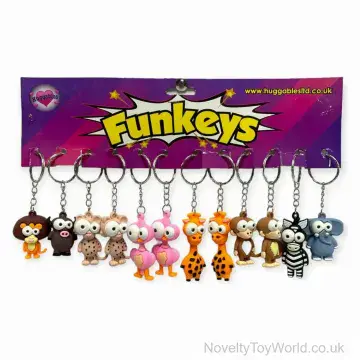 3D Zoo Animal Big Eye Keyring - 8 Assorted