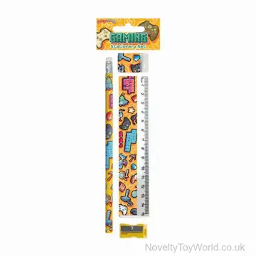 4 Piece Gaming Themed Stationery Set (17cm)