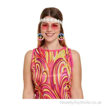 4 Piece Retro Hippie Dress Up Set - Adult Size
