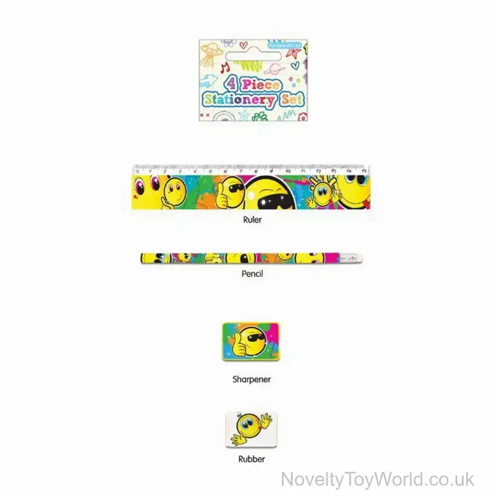 Bulk Buy 4 Piece Smiley Face Stationery Set | Wholesale End of Term Kid ...