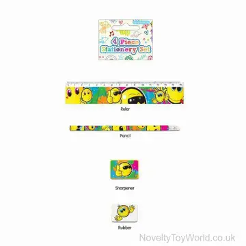 4 Piece Smiley Face Stationery Set