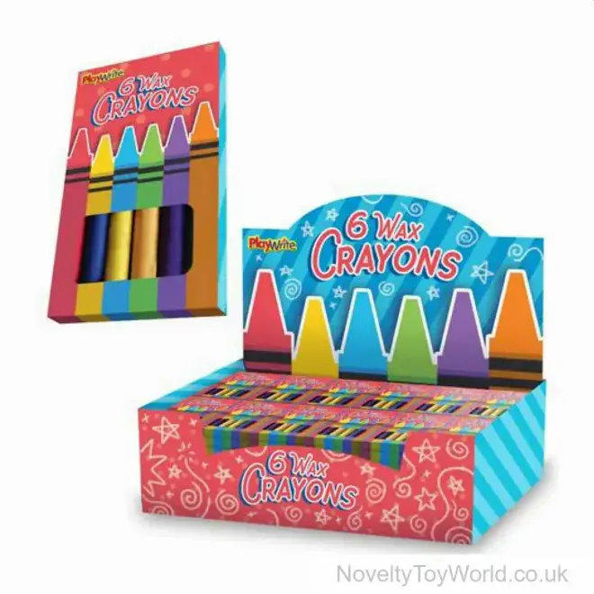 6 Crayon Set - Wax Crayons (9cm) | Wholesale Kid's Goody Bag Giveaways UK