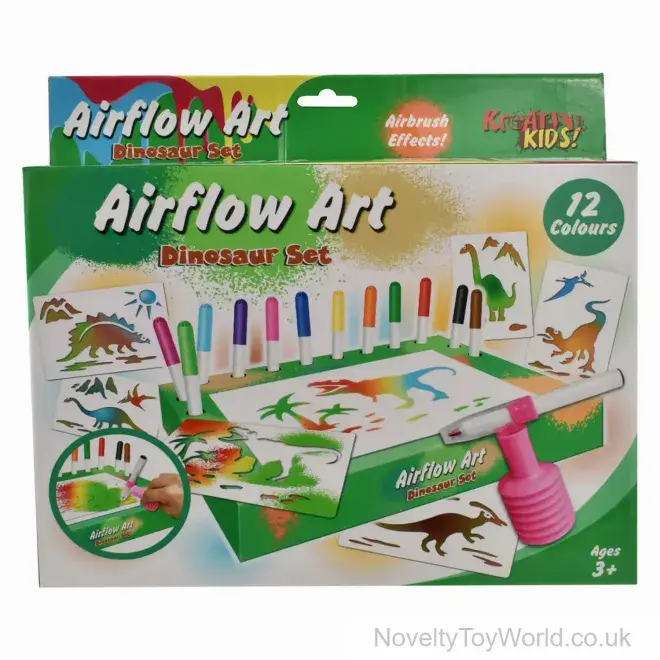 Airflow Air Pens Art Play Set with 12 Colours - Dinosaur Theme | Wholesale Art Sets