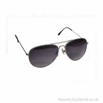 Aviator Sunglasses with Dark Lenses & Silver Frames