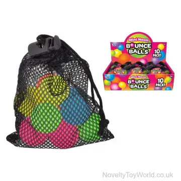Bag of 10 Mini Bouncy Balls - Neon Colour (2.5cm)