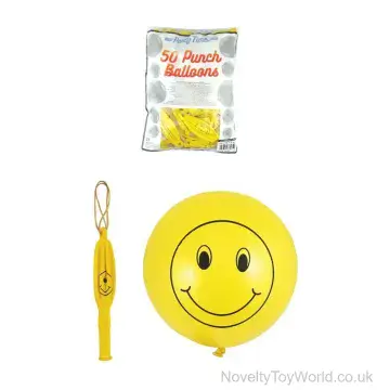 Bag of 50 Smile Face Punch Balloons (40cm)