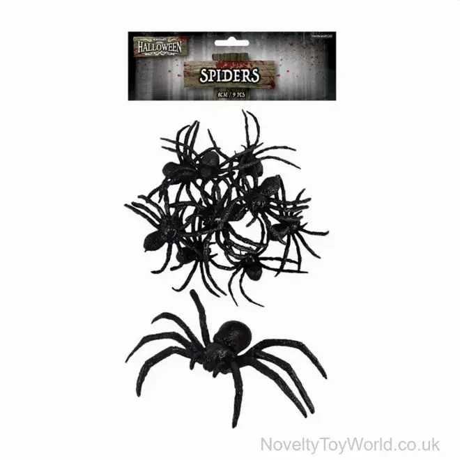 Bag of 9 Small Scary Spiders (8cm) | Wholesale Spider Novelty Toys UK