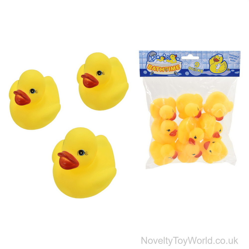 Bag of 9 Yellow Rubber Ducks 5cm Bulk Buy Novelty Duckies