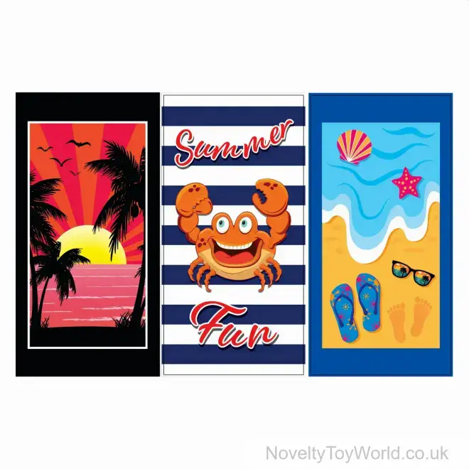 Beach Towel Assorted Summer Designs - Microfibre (140cm x 70cm) | Bulk Buy