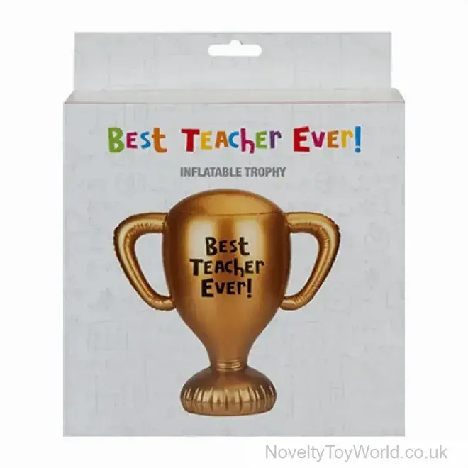 Best Teacher Ever Inflatable Gold Trophy (Boxed) | Bulk Buy Teacher Gifts UK
