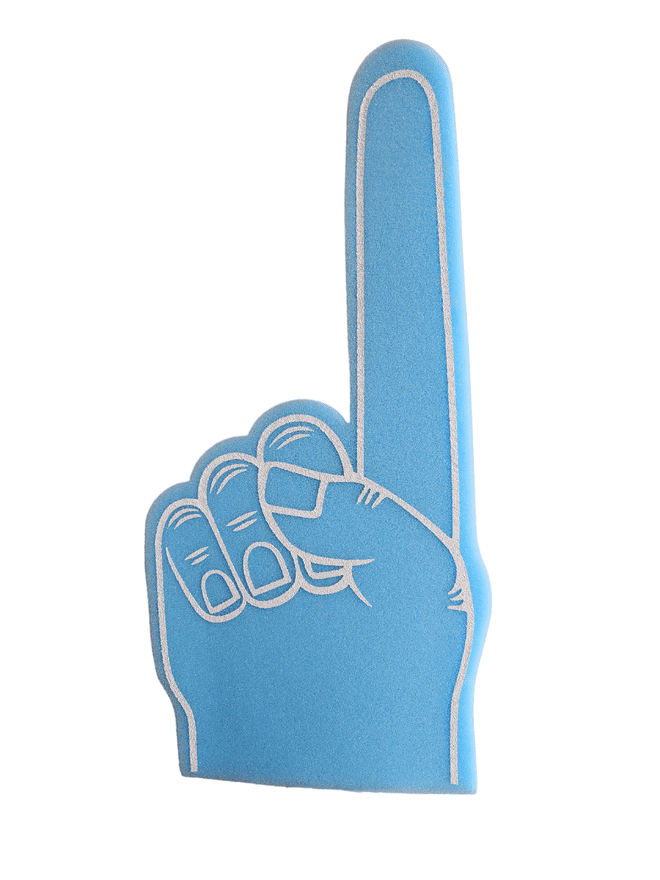 Big Foam Fingers in Sky Blue (45cm) - Light Blue Foam Hands UK | Bulk Buy