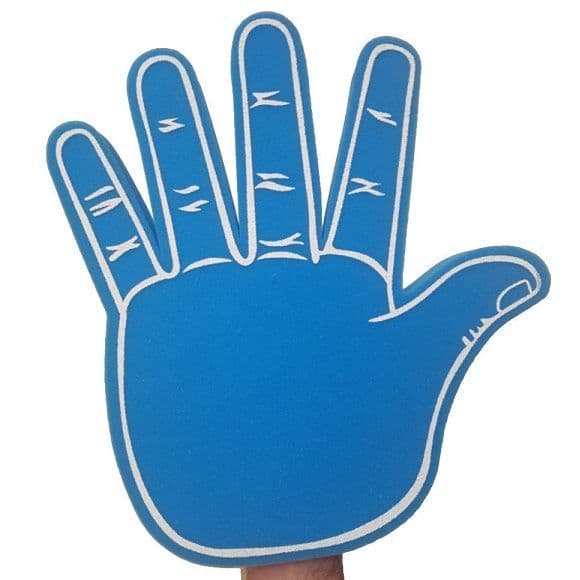 Wholesale Big Foam Hands in Blue (45cm) Bulk Buy High Five Hand UK