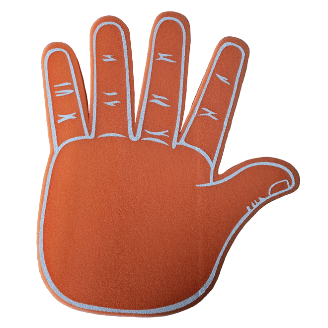 Big Foam Hands in Orange (40cm) - Bulk Buy High Five Hand UK | Wholesale