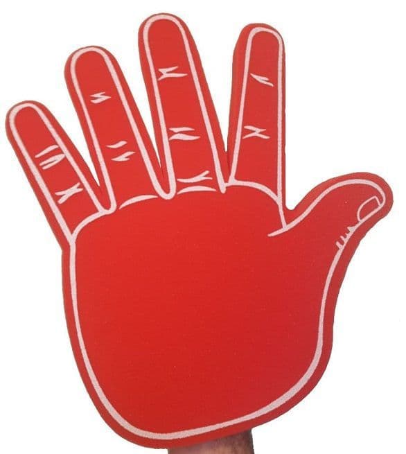 Large Foam Hands in  Red (40cm) - Bulk Buy High Five Hand UK