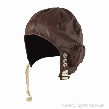 Biggles Leather Look RAF Pilot Hat - Adult