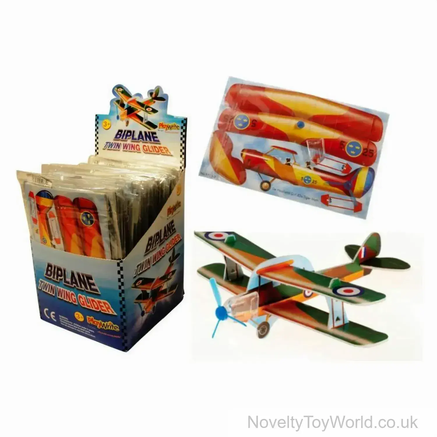 Biplane WWI Foam Glider Plane (17cm) Wholesale Kids Toys UK