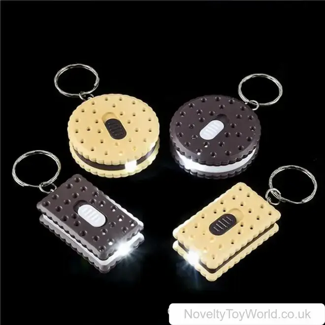 Wholesale | Biscuit Torch Light Up Keyring (4cm) | Bulk Buy Novelty Keyrings