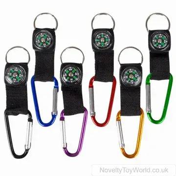 Black Compass Carabiner Keyring  - Kids Toy