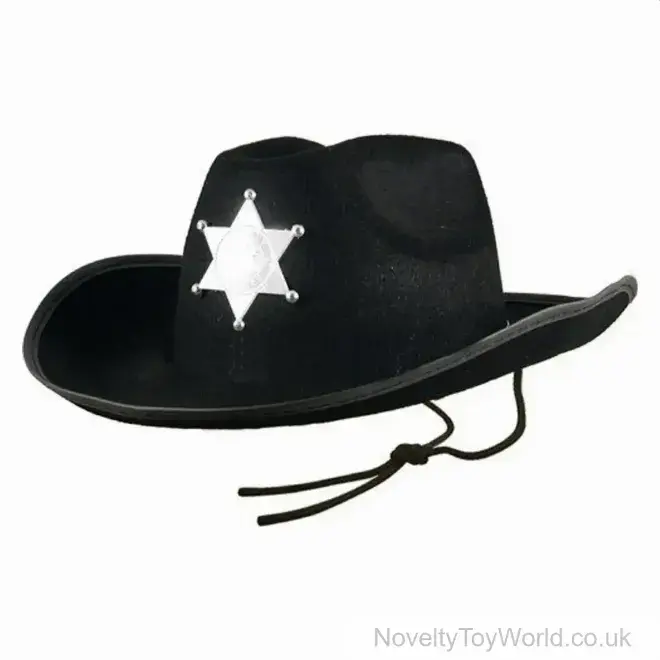 Black Cowboy Hat with Sheriff Star - Child | Wholesale Cowboy Costumes