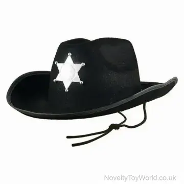 Black Cowboy Hat with Sheriff Star - Child