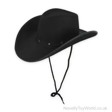 Black Cowboy Hat With String & Studs - Adult Size