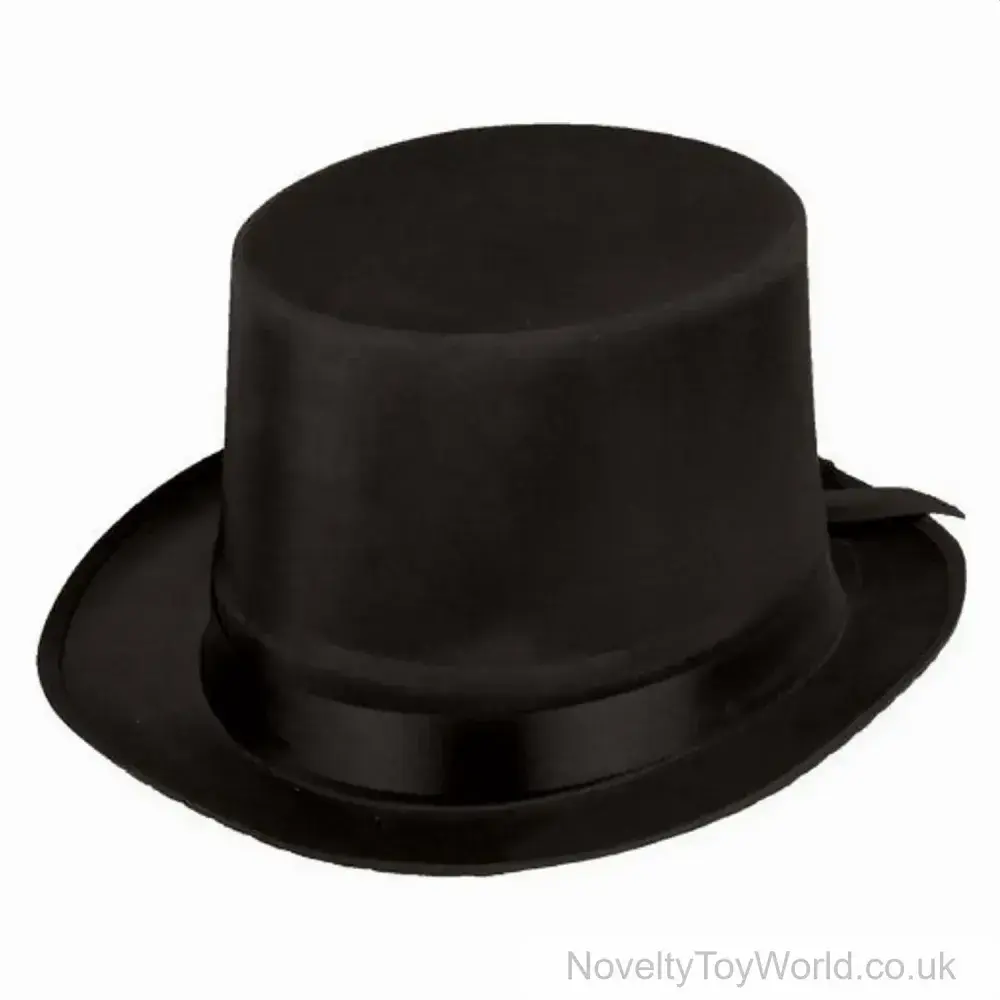 Wholesale Black Satin Deluxe Top Hat With Silk Band | Wholesale Fancy ...