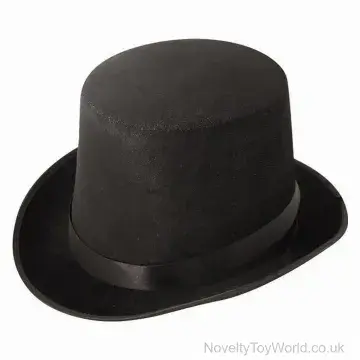 Black Soft Velour Top Hat - Adult
