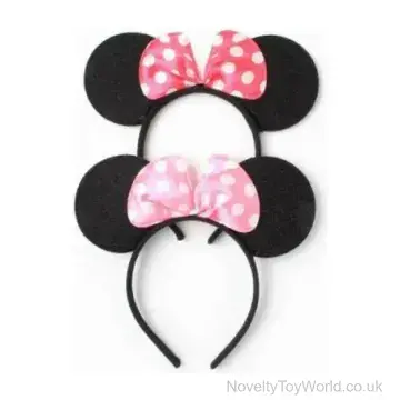 Black Sparkly Mouse Ears Headband with Polka Dot Bow