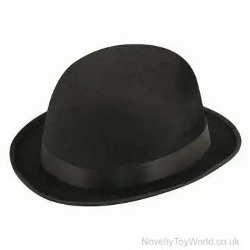 Black Velour Novelty Bowler Hat - Adult
