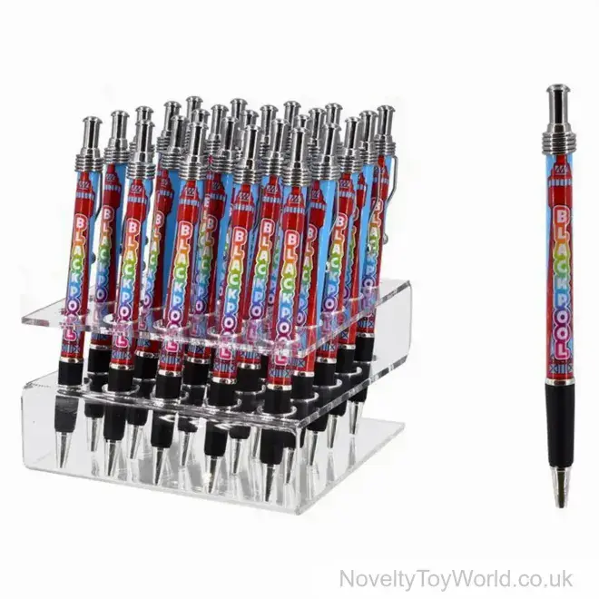 Blackpool Themed Clicker Pen with Clip | Seaside Wholesale