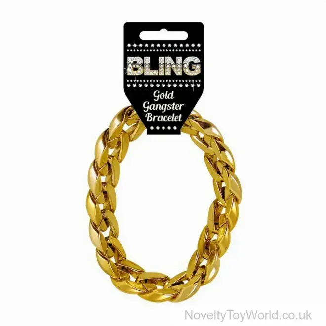 Bling Bling Gangster Bracelet In Gold - 31cm | Wholesale Novelty Jewellery