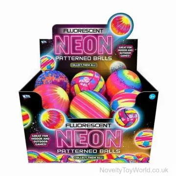 Bright Neon Inflated Play Ball - 6 Assorted (10cm)