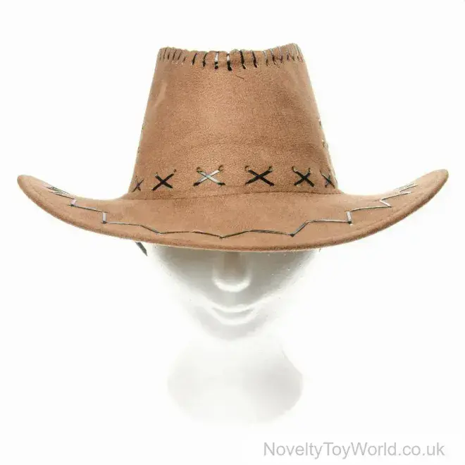 Brown Cowboy Hat Faux Leather Microsuede Assorted - Adult Size | Bulk Buy Hats